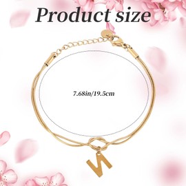 Mikovivi Bracelet Initials Gold, Trendy Dainty Gold Knot Bracelet with Letters Delicate Elegant Jewellery for Women Birthday Gift Festive Gift, Stainless Steel, No Gemstone