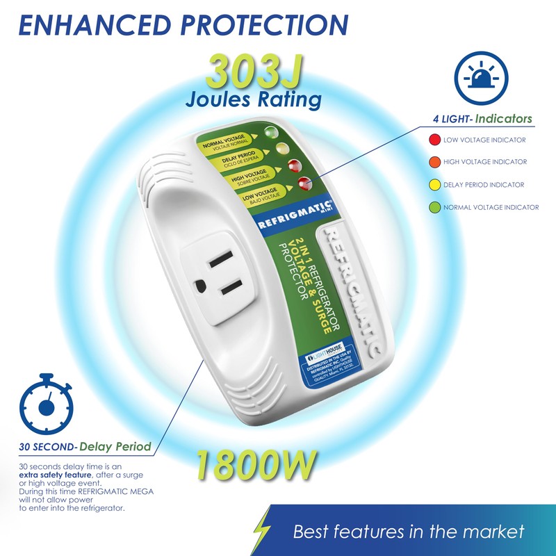 Refrigmatic WS-36300 Electronic Voltage & Surge Protector for Refrigerators Up