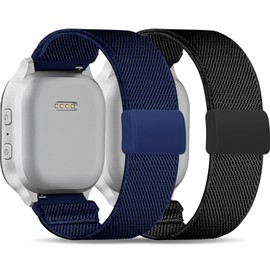 Huadea 2 Pack Magnetic Nylon Compatible with Gabb Watch 3e Band 3 2 1/Gizmo Adventrue 3 3 2 1/SyncUP & Cosmo JrTrack 4/3/2 SE/2/JrTrack, 20mm Soft Stretchy Elastic Adjustable Strap for Small Wrist