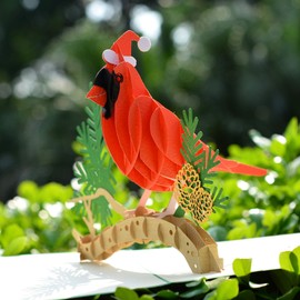 CUTPOPUP Merry Christmas Card Pop Up, 15x15cm, 3D Holiday Greeting Xmas Card (Cardinal)
