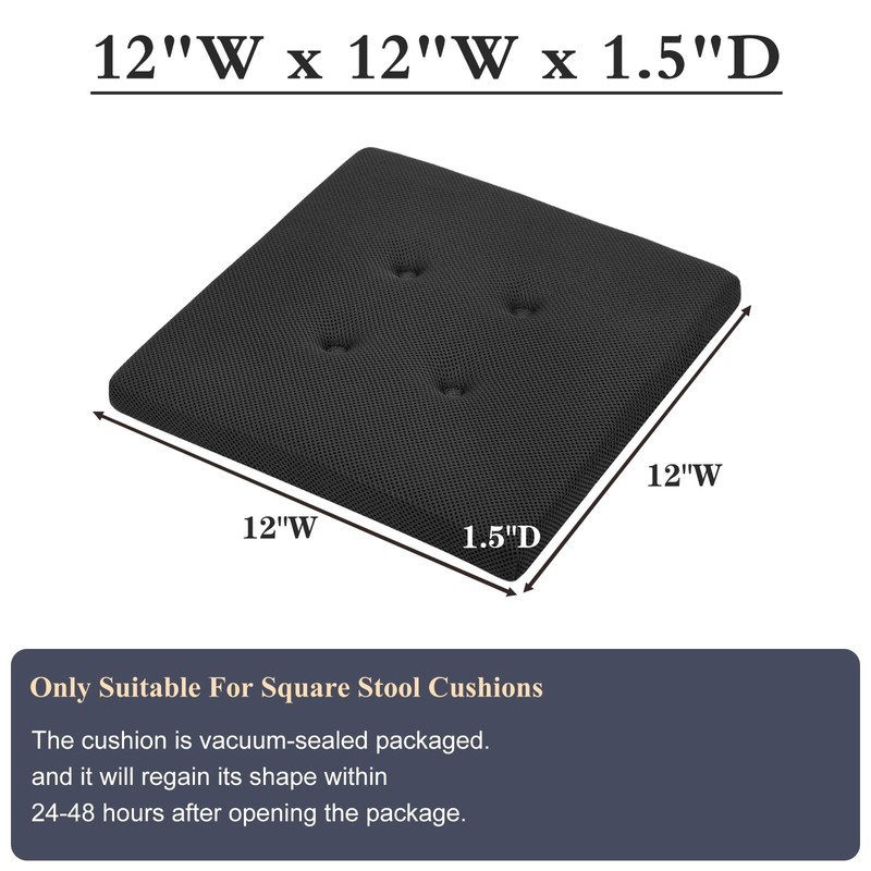 baibu 12 Inches Square Stool Cushions with Ties for Bar