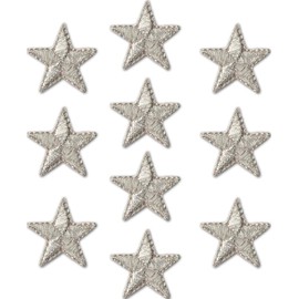 Laughing Lizards Iron On Star Patches Embroidered Patch Applique Embellishments for Clothing, Jackets, Backpacks, and Decorations (Silver, 1")