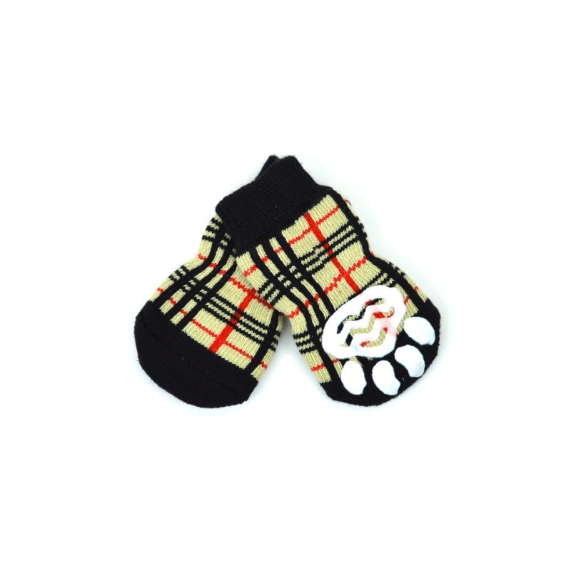 ranzyu (L 'Ange) Pet Socks 4 Pairs Set Check Beige