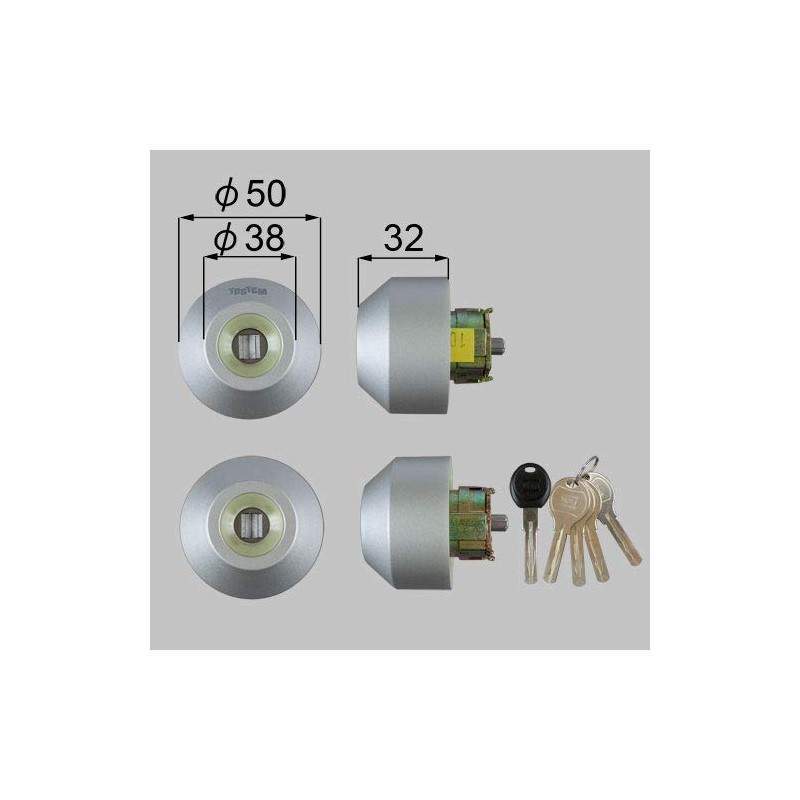 LIXIL TOSTEM Z-2A1-DHYD Door Lock Set (Yushin WX Cylinder) Silver