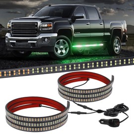 XRIDONSEN 2PCS 70 inch Truck Green White Emergency Lights Strip 864 LED Running Board Strobe Lights Bar Firefighter Lights Flashing Warning Safety Waterproof Flexible for Vehicles Trucks Pickup POV