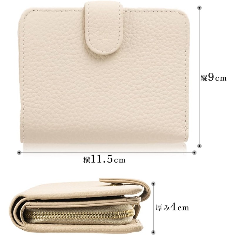GRAV Women's Mini Wallet, Genuine Leather, Greige x Pink, Greige