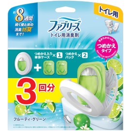 Febreze Deodorizing Air Freshener for Toilets, Fruity Green, Refillable Body Case, 2.4 fl oz (6.3 ml) + Refill 0.2 fl oz (6.3 ml) x 2 Packs