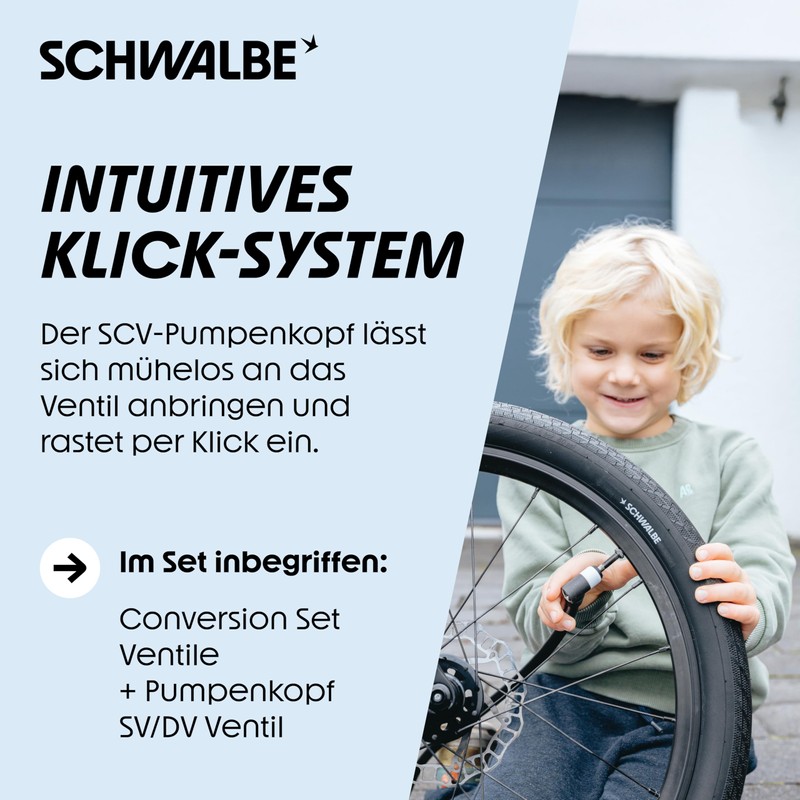 Schwalbe Clik Valve - Bicycle Valve Attachment - DV-SCV Conversion