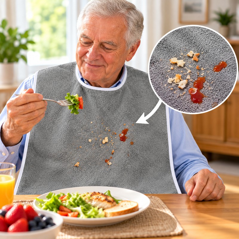 2 Pcs Adult Bibs for Eating – Large Terry Cloth