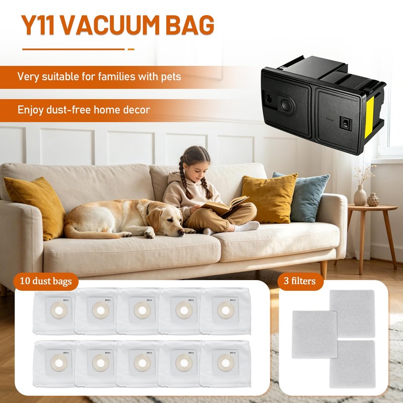 10 Pack Y11 HEPA Vacuum Bags,Fit for Intervac Roadvac CS-9