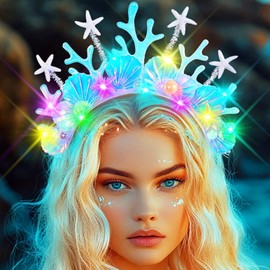 EARENT Light up Mermaid Headbands Led Seshell Hair band Glow Starfish Costume Hair Accessories for Women