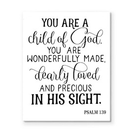 Childrens Day Canvas Wall Art, Psalm 139 Child of God Christian Quote Picture Print, Religious Faith-Based Framed Wall Oil Painting for Nursery, Christian School or Sunday School Decor 16x20inch
