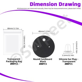Swpeet - Juego de 600 tarjetas de exhibición de arete negras, 4 cm - 1.6 pulgadas, con respaldo de arete y bolsas autoselladas, tarjetas para arete y arete