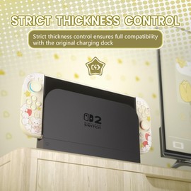 PlayVital Switch 2 Protective Case, Cute Hard Cover Case, Compatible with Dock While Closing Out, Switch 2 Back Kickstand, Scratch Resistant, Shock Resistant, Includes Thumb Grip, Button Cap & Sticker