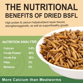 HATORTOP 10LB Dried Black Soldier Fly Larvae for Chickens - Non-GMO Insect Larvae Treats More Calcium Than Mealworms, High Protein Chicken Feed for Backyard Poultry - BSFL, Bird Food, Chicken Worms