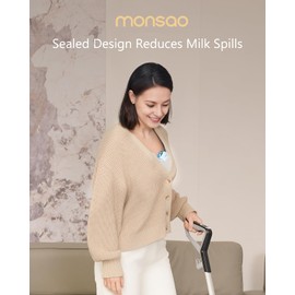 Monsao Wearable Breastfeeding Pump, Breast Pump Hands Free with 3 Modes & 12 Levels, Portable Electric Breast Pump Quiet & Lightweight for Travel, 18/21/24mm, 2 Pack, Blue