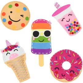 Cymbana Kids Sewing Kit Make Your Own Food Felt Plush Toy, Donuts, Ice Cream Craft Art Set for Beginners, Girls Gifts for Children Ages 6+