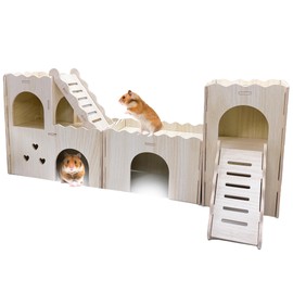 Hamster Hideout House Multi Chamber Rat Hide Hut Castle Climbing Toy Exploring Labyrinth Tunnel Toy for Syrian Dwarf Gerbils Hamsters Mice (Pattern B)