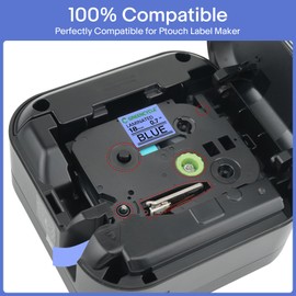 GREENCYCLE 2 Pack Compatible for TZe-541 TZ-541 18mm 0.7" Laminated Black on Blue Label Maker Tape Ptouch TZe541 TZ541 TZe TZ Label Tape for PT-D400 PT-D410 PT-D400VP PT-D410VP PT-1300