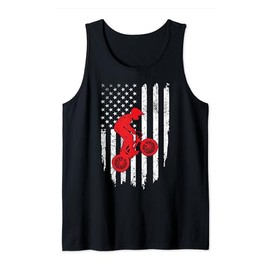USA American Flag BMX Bike Racing BMX Biker Man Woman Boys Tank Top