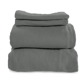 Whisper Organics - GOTS Certified 100% Organic Cotton Flannel Sheet Set - 170 Gram Thick, Brushed for Extra Soft and Cozy Sheets (Dark Grey, Full)