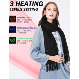 Lionrose Heated Scarf for Women - Men Electric Heating Neck Scarf with Rechargeable 5000mAh Battery Warm for Arthritis in Winter (Black)