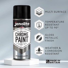 JENOLITE Chrome Spray Paint - Smooth Chrome Finish - Multi Surface Paint for Metal, Plastic & More - Suitable For Interior & Exterior Use - 400ml (13.52 oz)