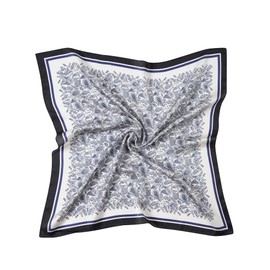 CHUNG Women's Headscarf Satin Bandanas Pattern Fashion Scarves Emulation Silk Handbag Hair Ribbons Handkerchief Suqare 27.5",NavyPaisley