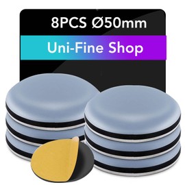 Uni-Fine 50 mm Teflon-Möbelgleiter, Möbelgleiter, PTFE-Gleiter für Teflon-Möbel, selbstklebend, Möbelgleiter für Stuhl, Sofa, Büro und Tisch, rund,8 Stück