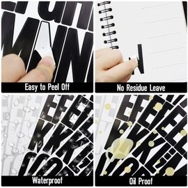 3 Sheets 2 INCH Black Letter Stickers, 3 Sheets White Letter Stickers, 2 Inch Alphabet Stickers for Scrapbooking, Mailbox, Menu, Water Bottle（Waterproof