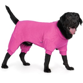 cyeollo Fleece Dog Pajamas Large Dog Pjs Jumpsuit Thermal Dog Onesie Stretchable Doggie Coat Dog Clothes for Medium to Large Sized Dogs, Color Fuchsia