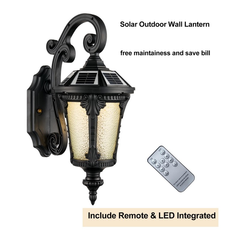 HOLKIRT Solar LED Wall Light Outdoor, Dimmable Waterproof LED Wall
