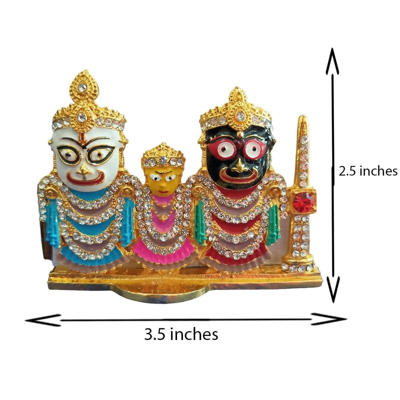 BEXCO Stone Studded Lord Jagannath, Balabhadra, Subhadra Idol with Sudarshan