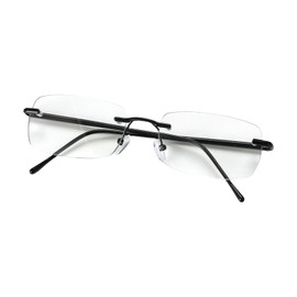 Riwissipa Ultra Light Frameless Reading Glasses Aluminum Leg for Women Men Blue Light Blocking Trend Reading Computer Reader (Black, 2, x)
