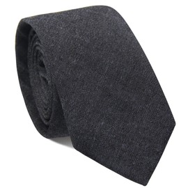 Mantieqingway Skinny Ties for Men,Cotton Linen Neck Tie for Daily Dress,Weddings, Groom, Groomsmen, Missions, Dances, Black, 2.95 inch