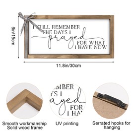 pechpell I Still Remember The Days I Prayed Wall Decor, 11.8"×6" Wooden Christian Wall Art, Farmhouse Family Sign for Bathroom Prayer Room Mantle Table Shelf Entryway Rustic Home Decorations