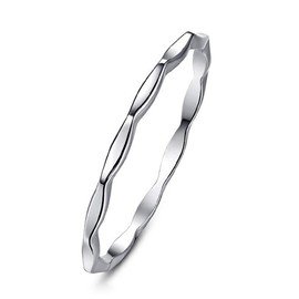 BONLAVIE 925 Sterling Silver Ring for Women Girls Eternity Ring Stackable Solid Thin Engagement Anniversary Ring Rings Jewellery for Her, Sterling Silver