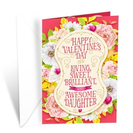 Prime Greetings Daughter Valentine's Card, Made in America, Eco-Friendly, Thick Card Stock with Premium Envelope 5in x 7.75in, Packaged in Protective Mailer