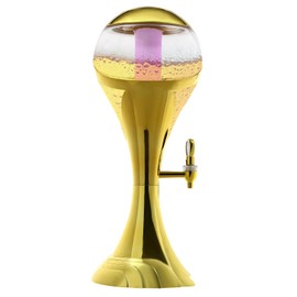 3L Wine Dispenser with LED Lights & Ice Tube,Elegant Glass Beverage Dispenser for Parties, 101oz Clear Sphere Drink Server with Gold Accents, Perfect for Sangria, Iced Tea & Cocktails