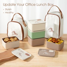 Stainless Steel Lunch for Kids & Adult -49 oz, Leakproof 304 Stainless Steel Snack Containers with Lids, Stackable Metal Lunch Box for Kids with Insulated Bag - Ideal for School, Office & Outdoor