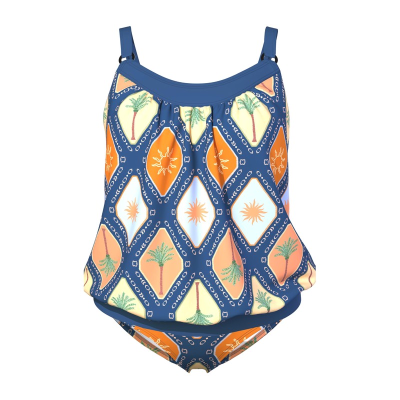 Ulla Popken Tankini, Enya, Hawaiian Chess Set, Blu Balena, 46-48