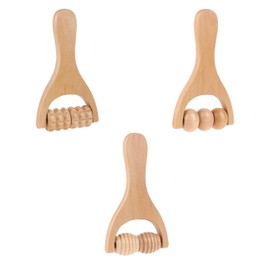 CRZQXOUR 3pcs Massage Roller Tool for Waist, Thigh, Leg, Hand, and Full Body Massager Made of Pure pear Wood Lightweight Natural Muscle Rollers, Used for Bead Massage Providing Soothing Tissue Wooden