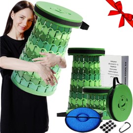 Upgraded 19.7"Portable Collapsible Folding Stool with Cushion Retractable Telescoping Foldable Stool for Adults Heavy Duty Camping Sturdy with Max Load Capacity 1000lbs for Outdoor Fishing Hiking BBQ