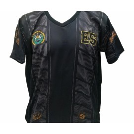 Unbranded CAMISA NEGRA SELECCION DE EL SALVADOR CON EL LOGO "ES" Y ESCUDO BORDADO - 3XL