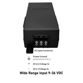 EverStar iPoE-24W24G2DW Gigabit | 9-36V DC in | 24V/1A 24W DC PoE Out | Passive Mode B Solar PoE Injector for Loco5AC,NS- EdgeRouterX,UniFi AC Lite,RP-5AC-G2, Force180/200/300 | Black