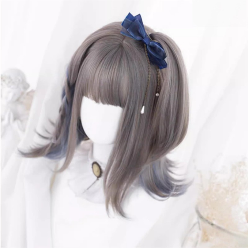 Eileen Gray Blue Wig, Natural Fluffy, Women's, Wig, Straight, Small