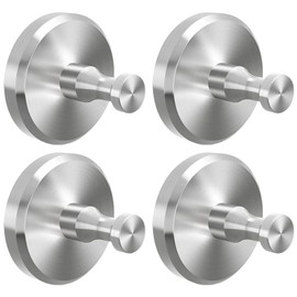 Pack of 4 Suction Cup Hooks, Wall Hooks, Stainless Steel, Towel Holder, No Drilling, Reusable Round Suction Hooks, Extra Strong, Anti-Dislodgement Design, Ideal for Bathroom, Toilet, Kitchen, Office