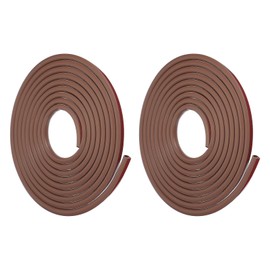 PATIKIL 9/16 Inch x 1/2 Inch x 20 ft D-Shaped Weather Stripping Door Seal Strip, 2 Pack Self Adhesive Silicone Seal Tape fit 8-11mm Gap for Door Frame Window, Brown