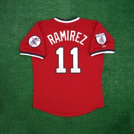Majestic Jose Ramirez 1976 Cleveland Indians Cooperstown Men's Red Jersey w/ Patch - S