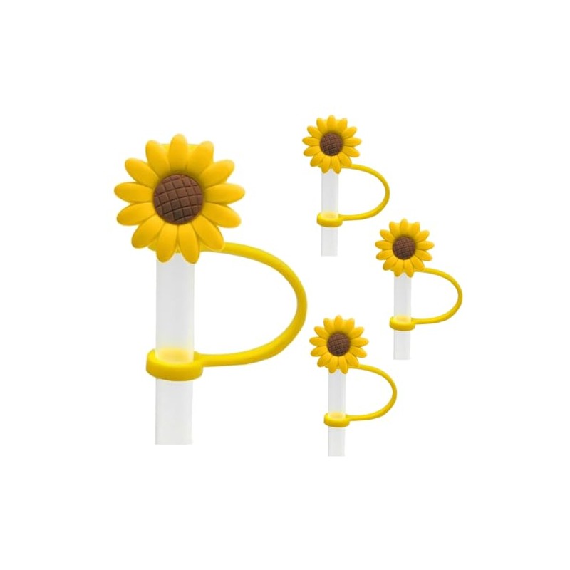 4 Pcs Drinking Straw Dispensers Sunflower Straw Plug Reusable Splash